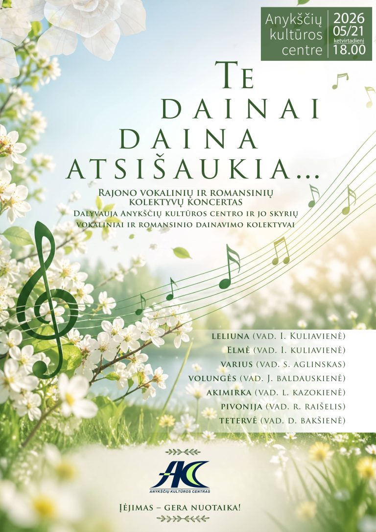 Rajono vokalinių ir romansinių kolektyvų koncertas „Te dainai daina atsišaukia“