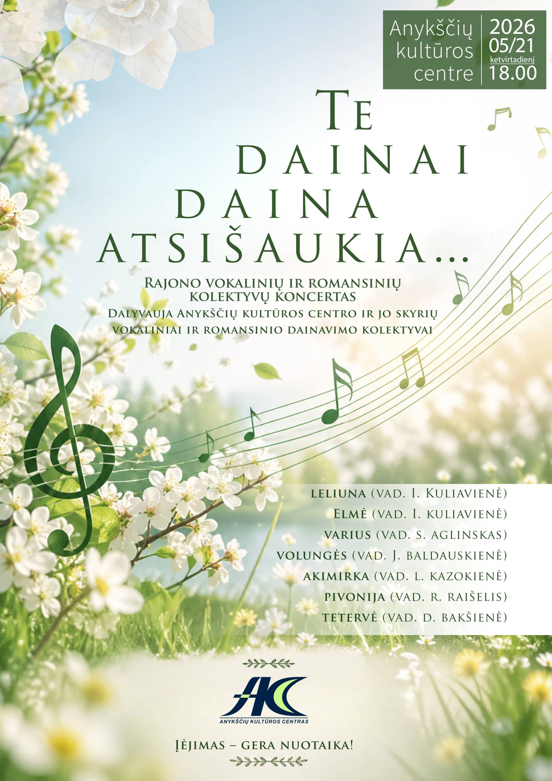 Rajono vokalinių ir romansinių kolektyvų koncertas „Te dainai daina atsišaukia“