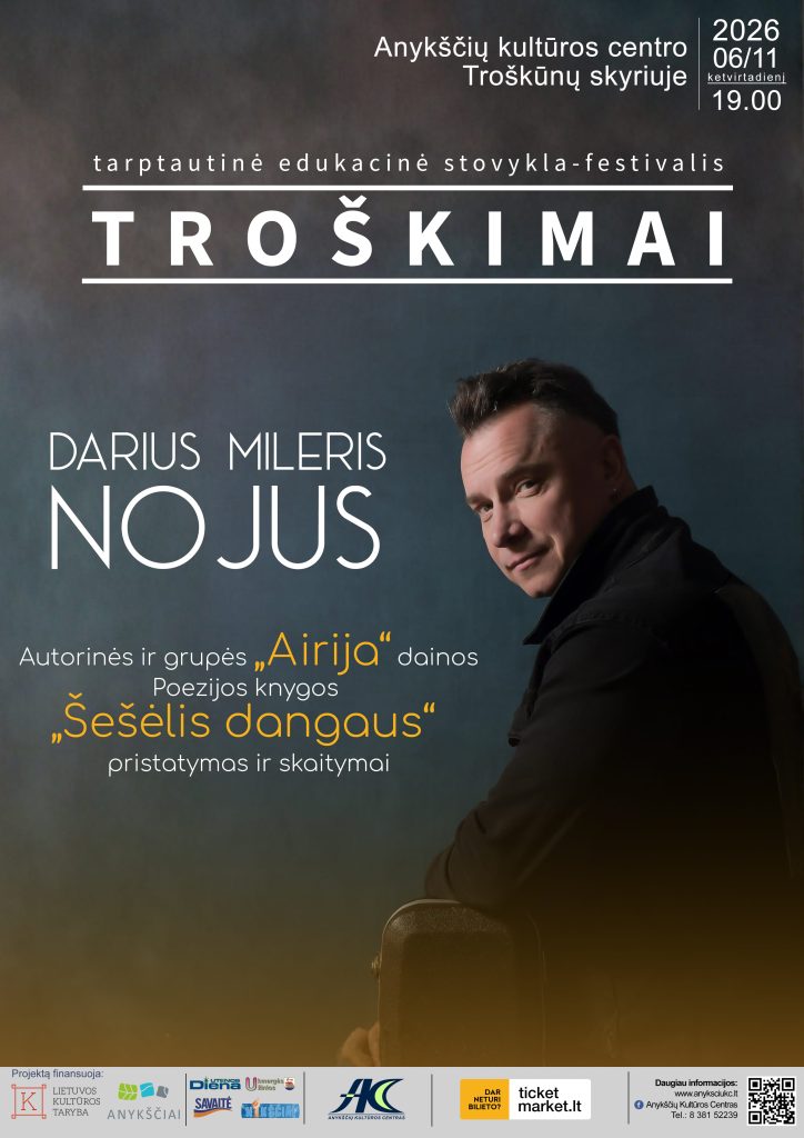 Darius Mileris Nojus Autorinės ir grupės ,,Arija“ dainos. Poezijos knygos ,,Šešėlis dangaus“ pristatymas ir skaitymai
